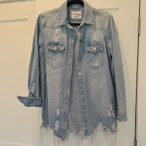 American Bazi Light Blue Distressed Jean Jacket